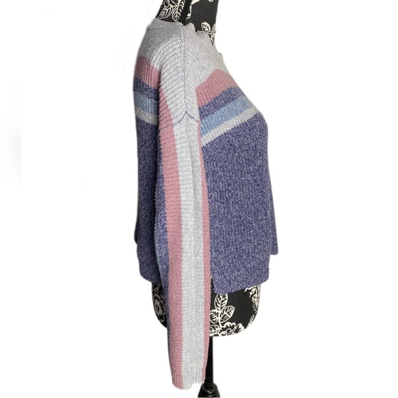Hippie Rose Marled Striped Long Sleeve Sweater Small Pink Blue Purple Gray NWOT - Picture 2 of 9